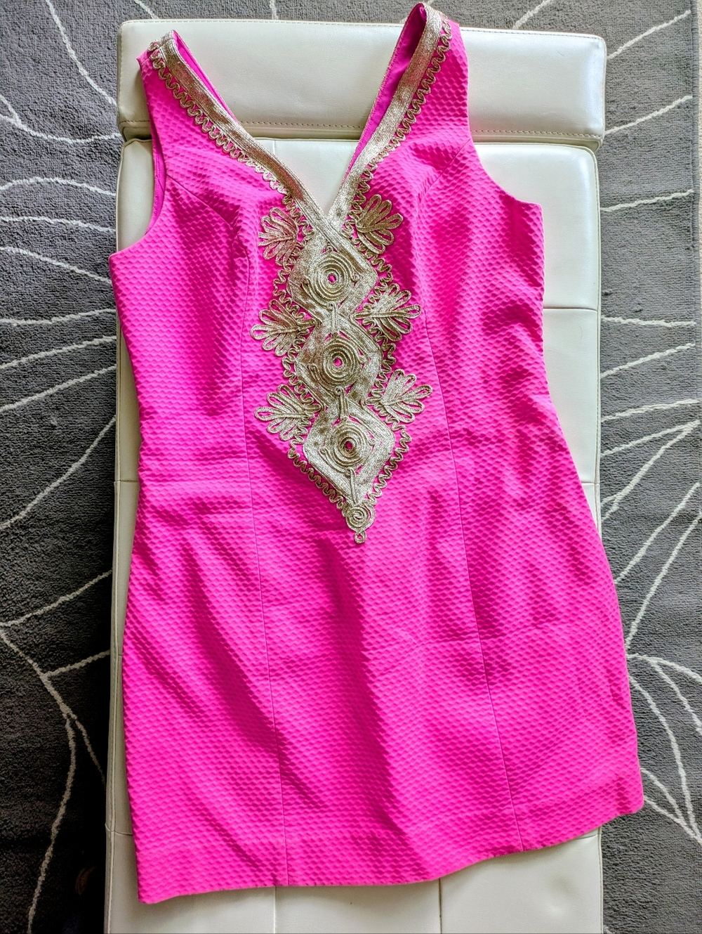 Lily Pulitzer Hot Pink Gold Embellished Dress